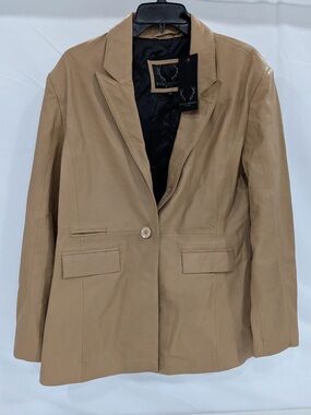 Bod & Christensen Women’s XL Genuine Lambskin Leather Blazer Sand NWT